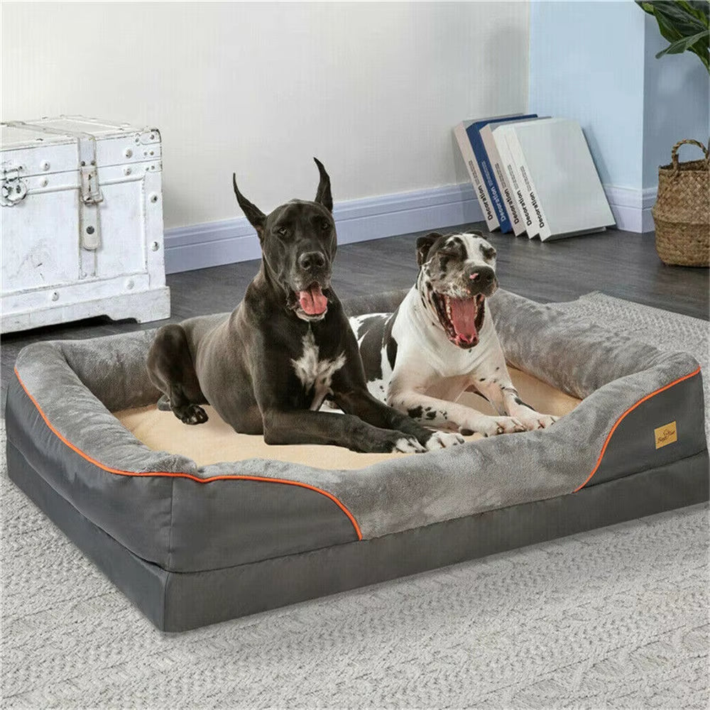 Jumbo Orthopedic Dog Bed – Memory Foam, Waterproof & Bolstered Comfort