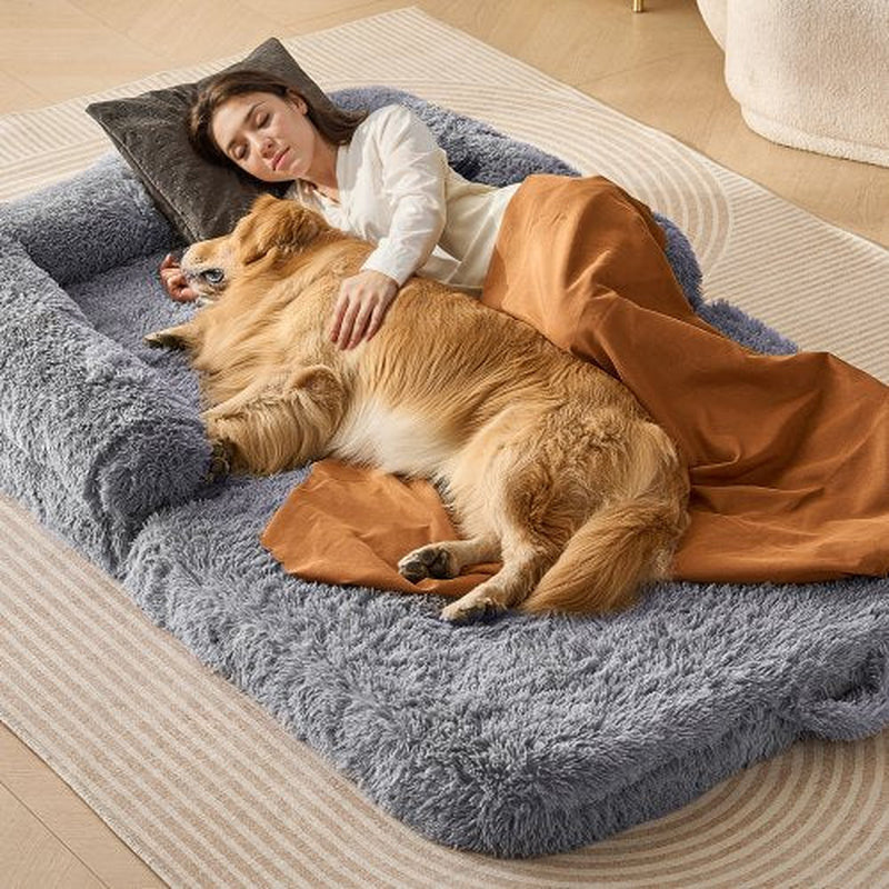 VEVOR Large Dog Bed – 72"x48"x10" Washable PV Velvet Comfort