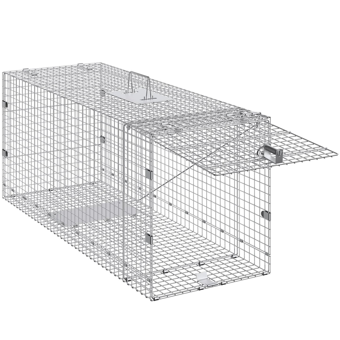Humane Live Animal Trap – 50"x20"x26" Galvanized Iron, Foldable & Secure