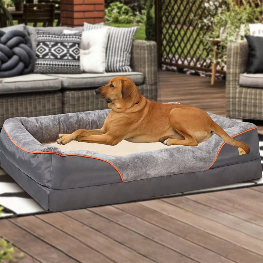 Jumbo Orthopedic Dog Bed – Memory Foam, Waterproof & Bolstered Comfort