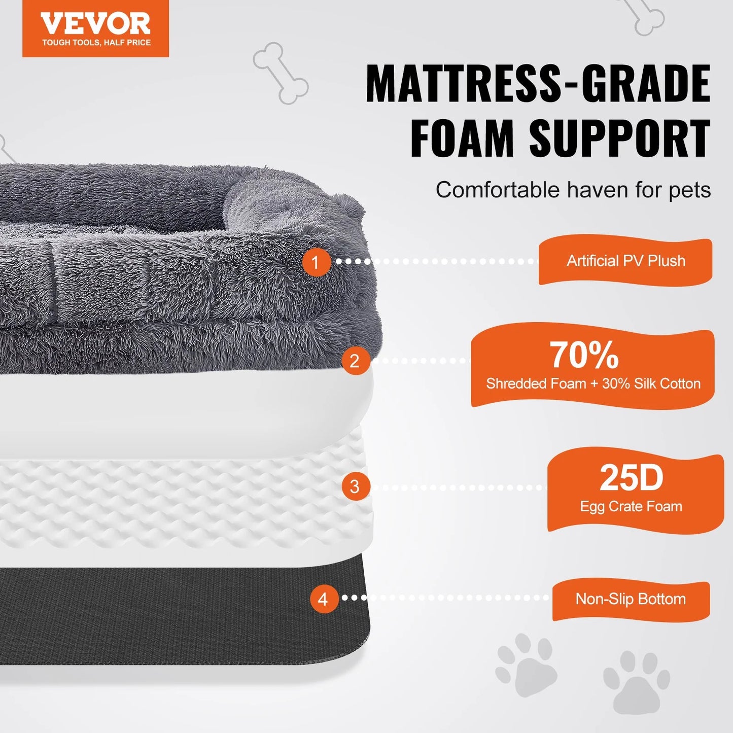 VEVOR Large Dog Bed – 72"x48"x10" Washable PV Velvet Comfort