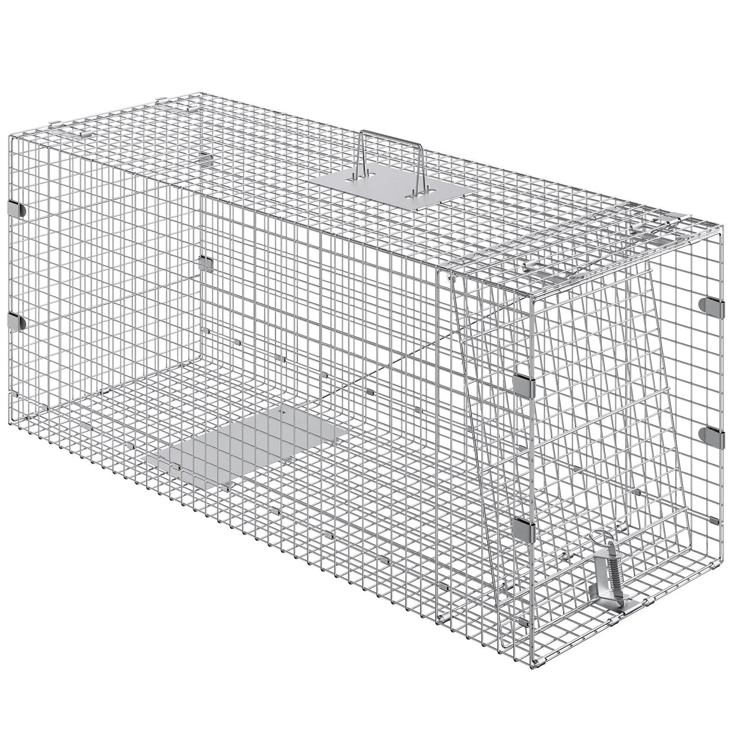 Humane Live Animal Trap – 50"x20"x26" Galvanized Iron, Foldable & Secure