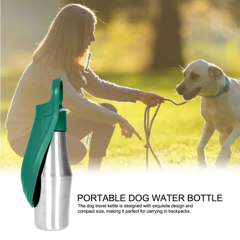 27Oz Stainless Steel Dog Water Bottle & Bowl – Travel Dispenser for Pets