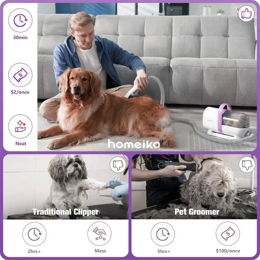 Pet Grooming Vacuum – 99% Hair Suction & Trimming