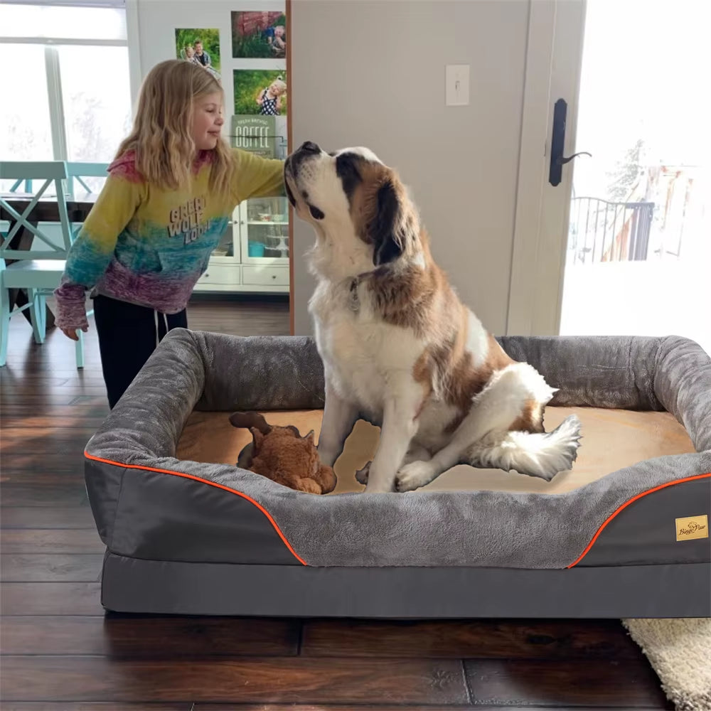 Jumbo Orthopedic Dog Bed – Memory Foam, Waterproof & Bolstered Comfort