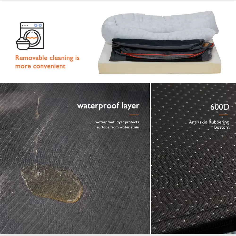 Jumbo Orthopedic Dog Bed – Memory Foam, Waterproof & Bolstered Comfort