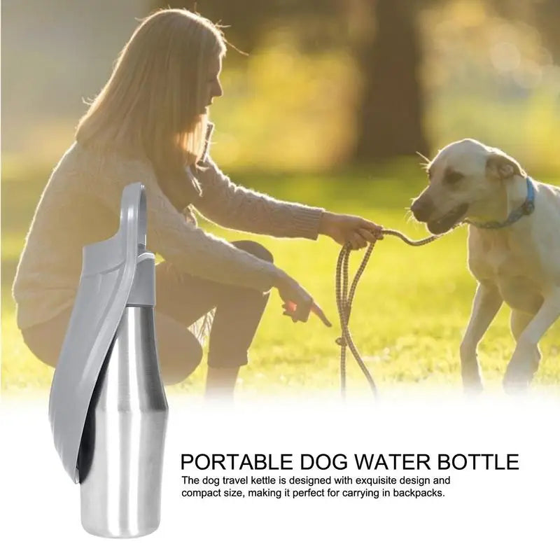 27Oz Stainless Steel Dog Water Bottle & Bowl – Travel Dispenser for Pets