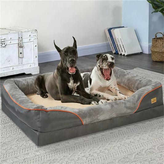 Jumbo Orthopedic Dog Bed – Memory Foam, Waterproof & Bolstered Comfort