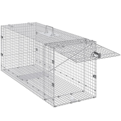 Humane Live Animal Trap – 50"x20"x26" Galvanized Iron, Foldable & Secure