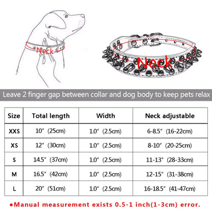 Adjustable Spiked Leather Dog Collar – Studded & Riveted for Pets