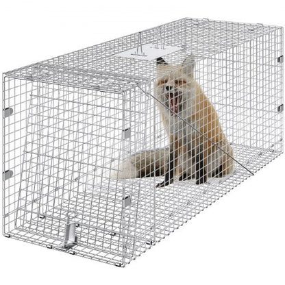Humane Live Animal Trap – 50"x20"x26" Galvanized Iron, Foldable & Secure