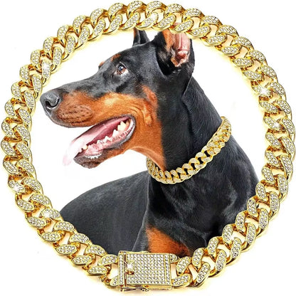 Luxury Gold Dog Chain Collar – Stylish, Durable & Pet-Friendly