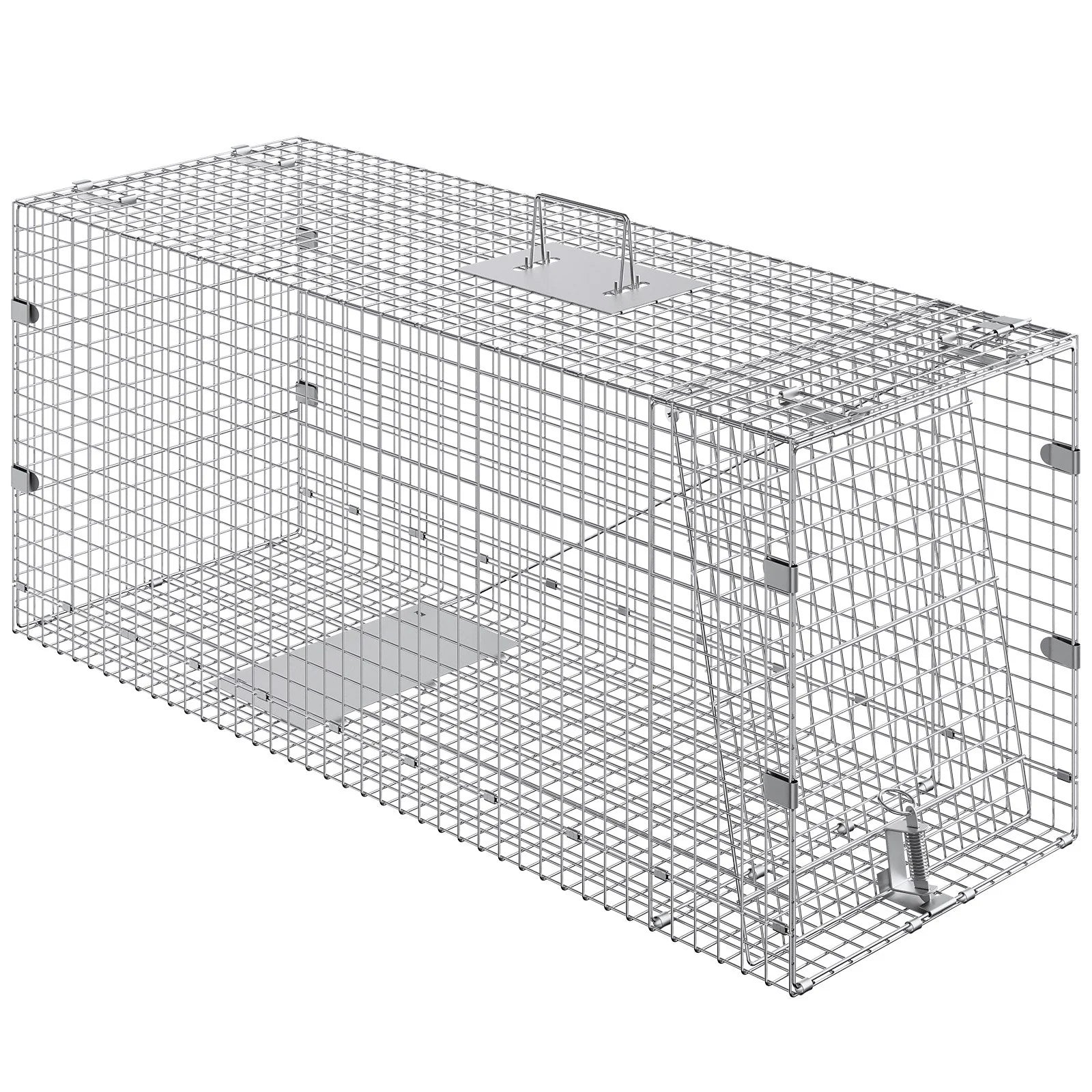 Humane Live Animal Trap – 50"x20"x26" Galvanized Iron, Foldable & Secure