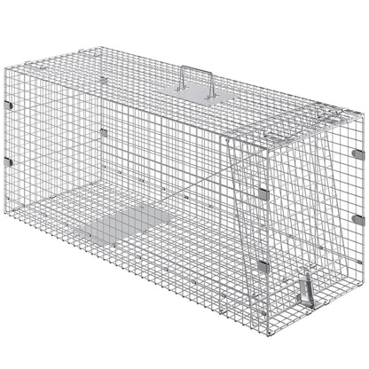 Humane Live Animal Trap – 50"x20"x26" Galvanized Iron, Foldable & Secure