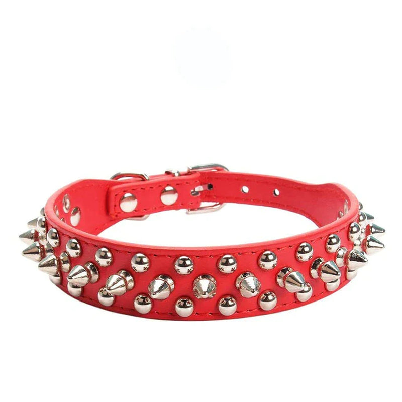 Adjustable Spiked Leather Dog Collar – Studded & Riveted for Pets