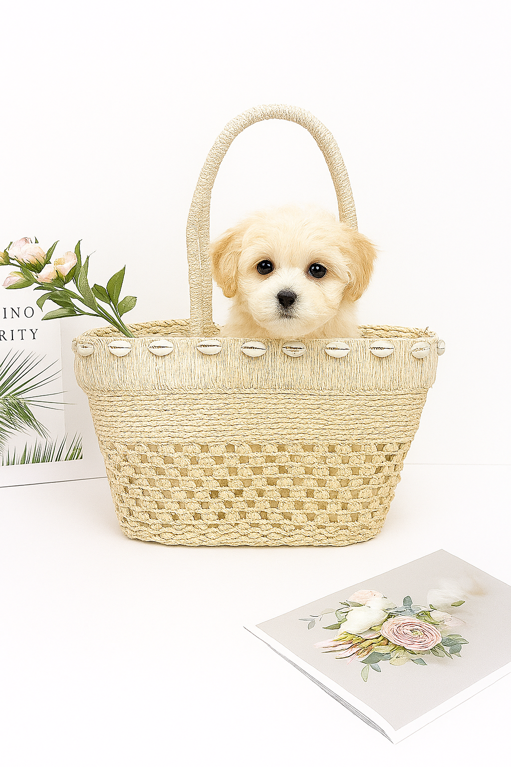 Sea Shell Iconic Faux Straw Tote Basket
