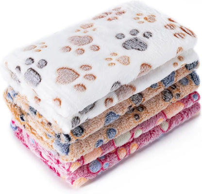 3PCS Flannel Paw Print Soft Fluffy Quality Pet Blanket Cartoon Pet Mat Warm and Comfortable Blanket for Cats and Dogs