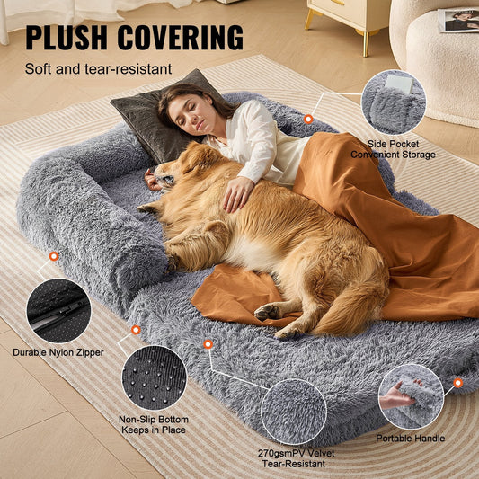 VEVOR Large Dog Bed – 72"x48"x10" Washable PV Velvet Comfort