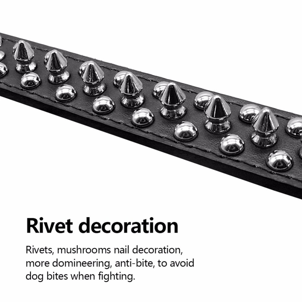 Adjustable Spiked Leather Dog Collar – Studded & Riveted for Pets