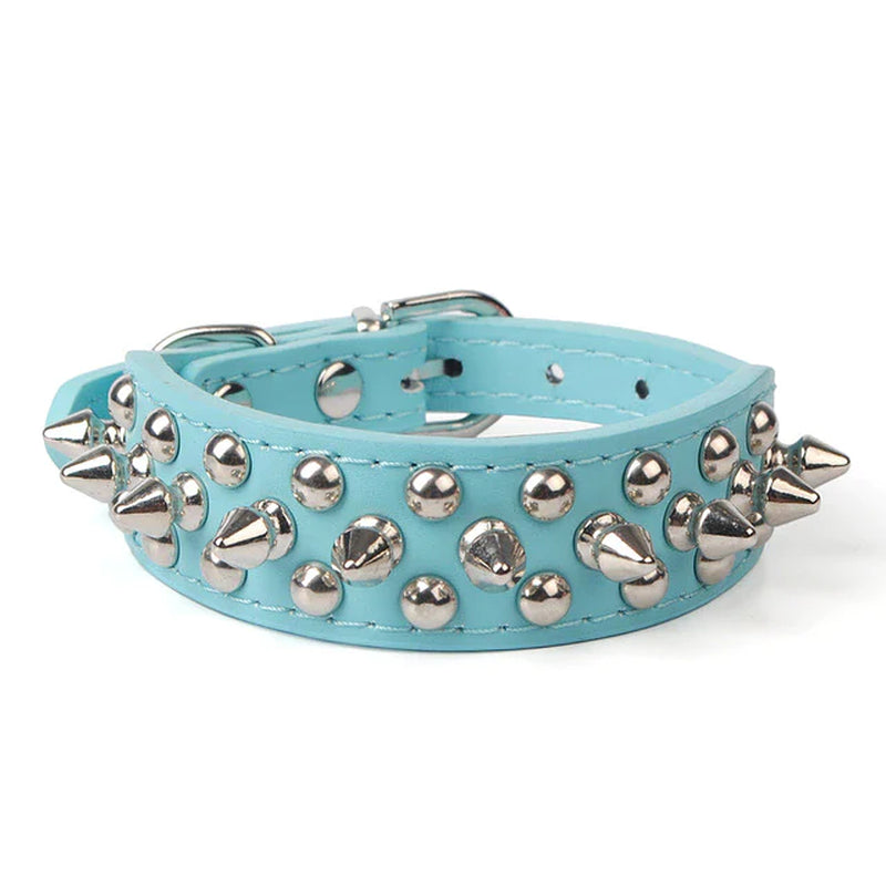 Adjustable Spiked Leather Dog Collar – Studded & Riveted for Pets