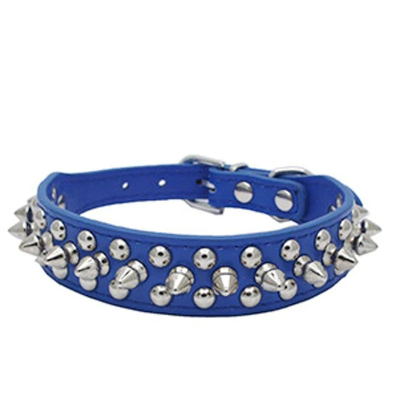 Adjustable Spiked Leather Dog Collar – Studded & Riveted for Pets